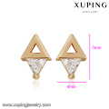 94546 artificial triângulos duplos forma de diamante de ouro brinco jóias para as mulheres